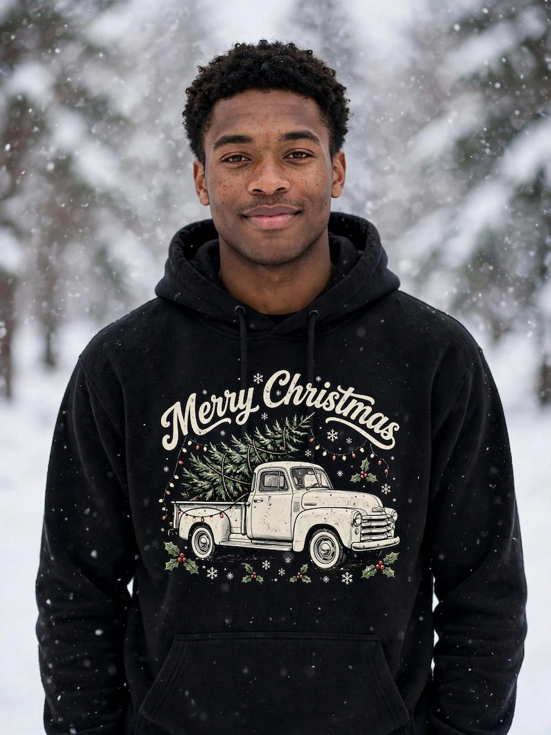 Vintage Truck Christmas Hoodie