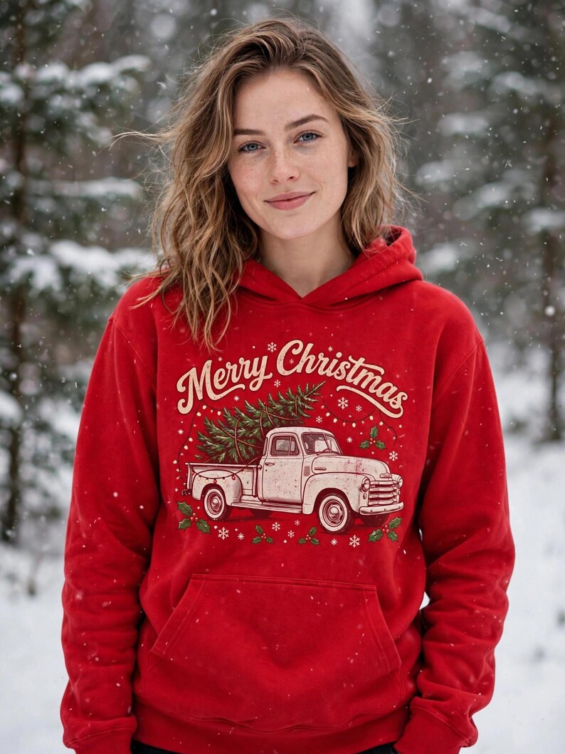 Vintage Truck Christmas Hoodie