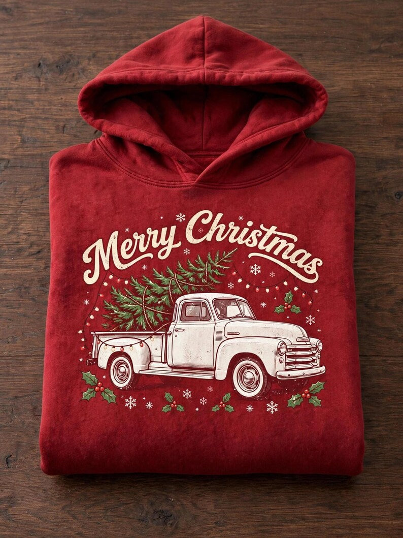 Vintage Truck Christmas Hoodie