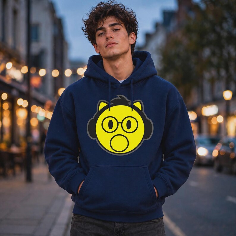 Yellow Face Headphones Hoodie