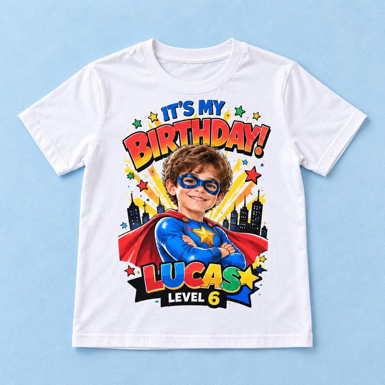 Custom Photo Star Shield Hero Kids T-Shirt