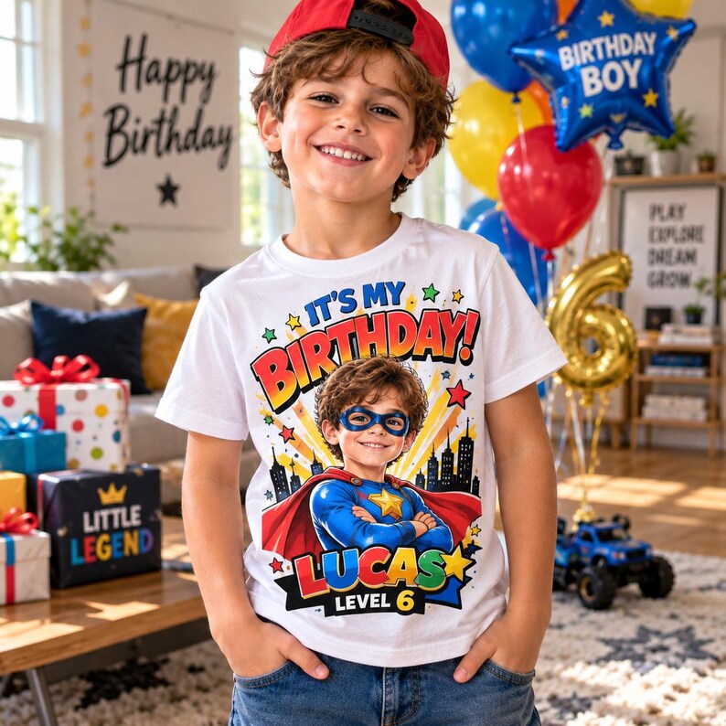 Custom Photo Star Shield Hero Kids T-Shirt
