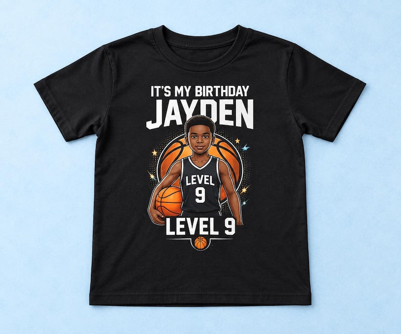 Custom Photo Basketball Star Kids T-Shirt