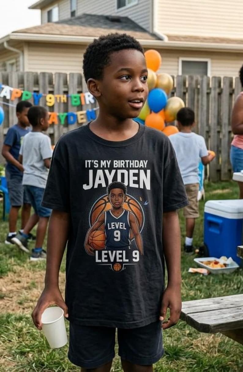 Custom Photo Basketball Star Kids T-Shirt