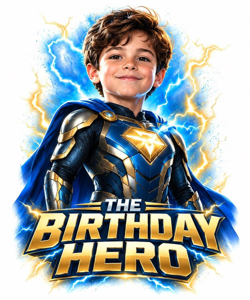 Custom Photo Birthday Hero Kids T-Shirt