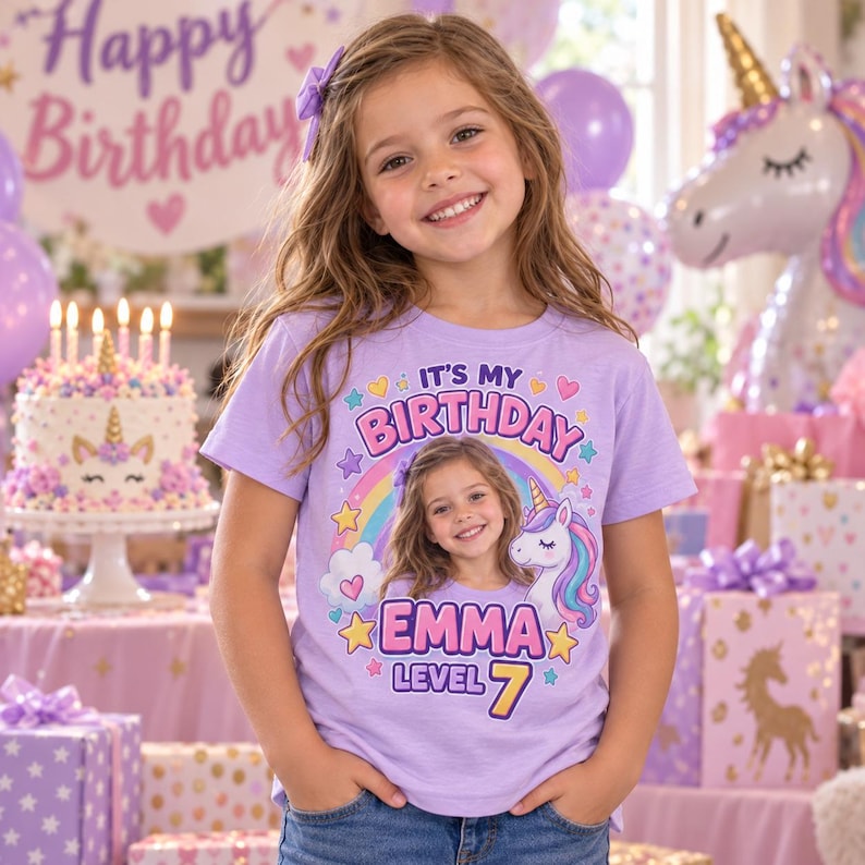 Custom Photo Unicorn Dreamer Kids T-Shirt