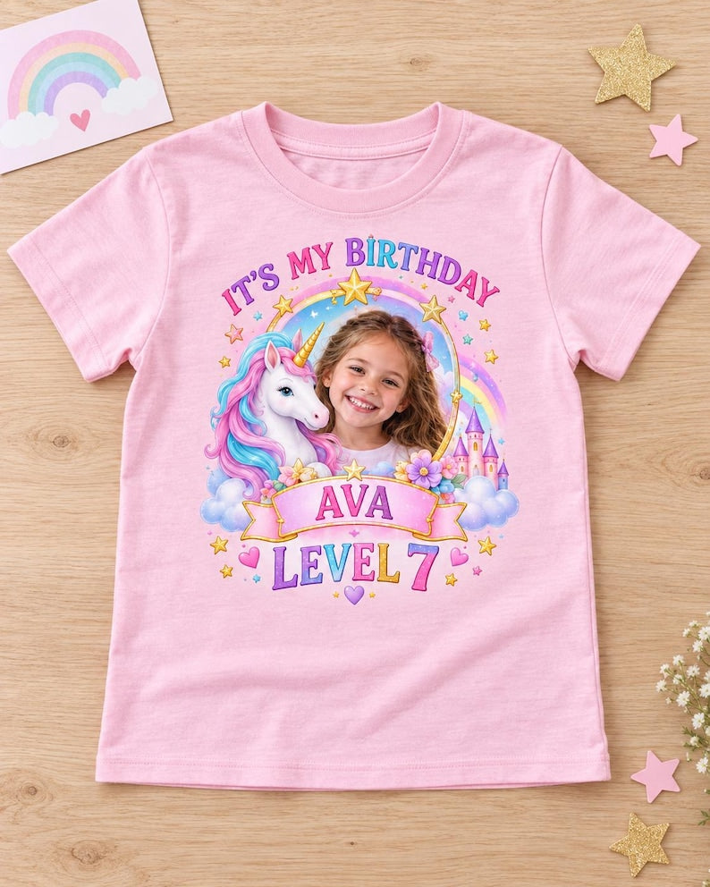 Custom Photo Unicorn Dreamer Kids T-Shirt