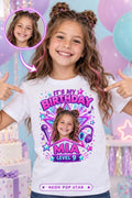 Custom Photo Neon Pop Star Kids T-Shirt
