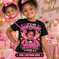 Custom Photo Pink Lightning Hero Kids T-Shirt