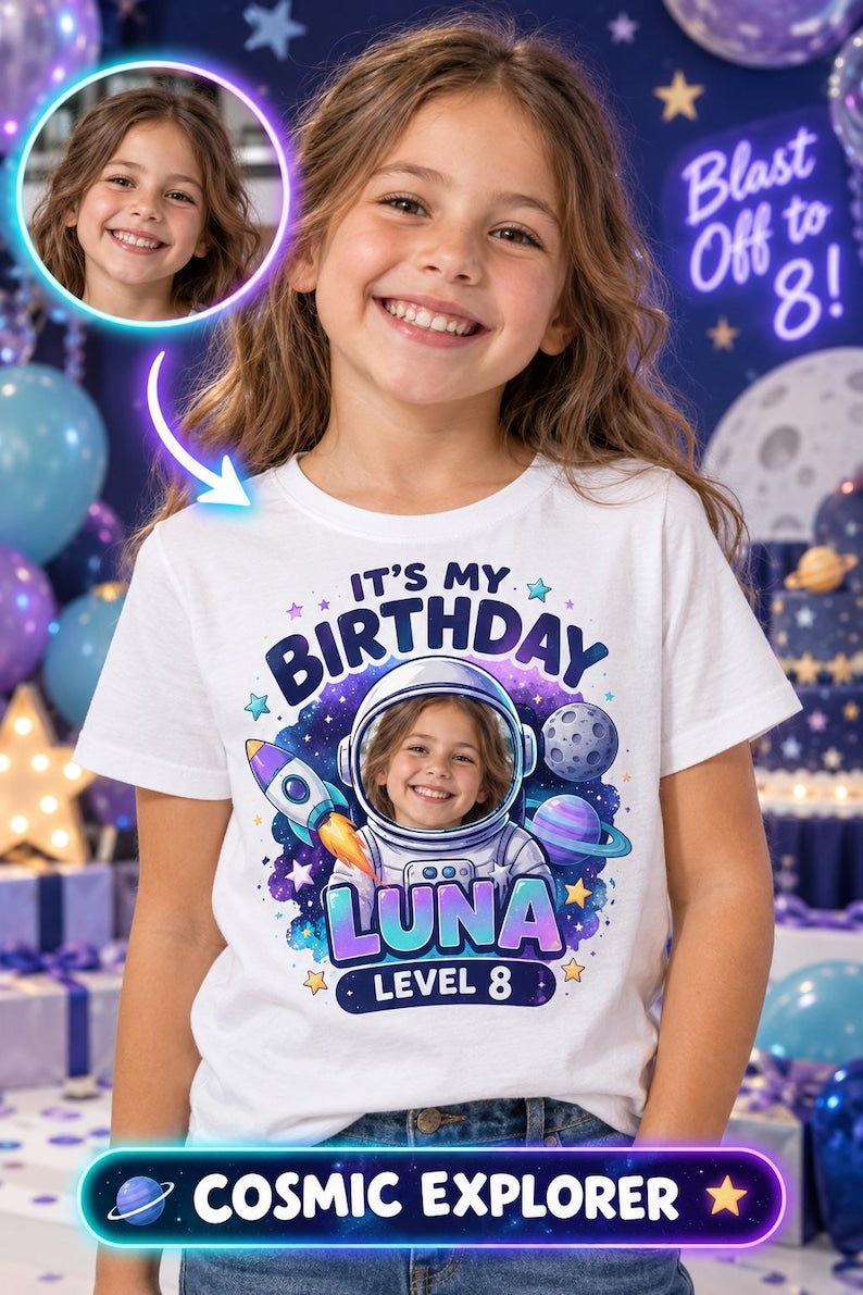Custom Photo Astronaut Kids T-Shirt