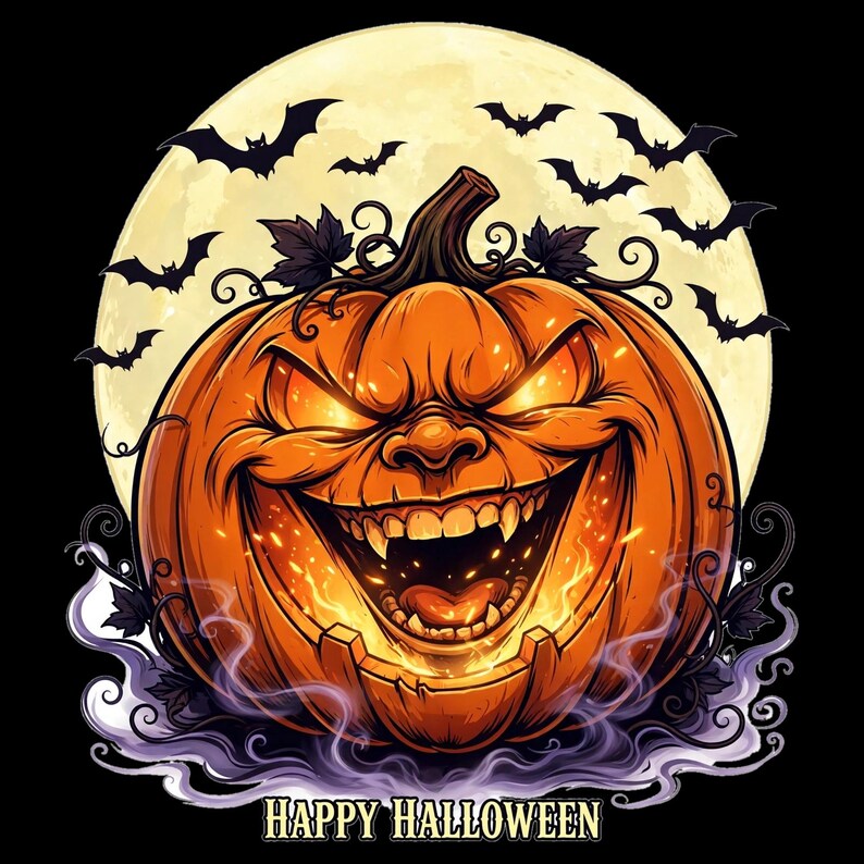 Halloween Pumpkin Graphic Hoodie - scary laughing jack-o-lantern Halloween graphic