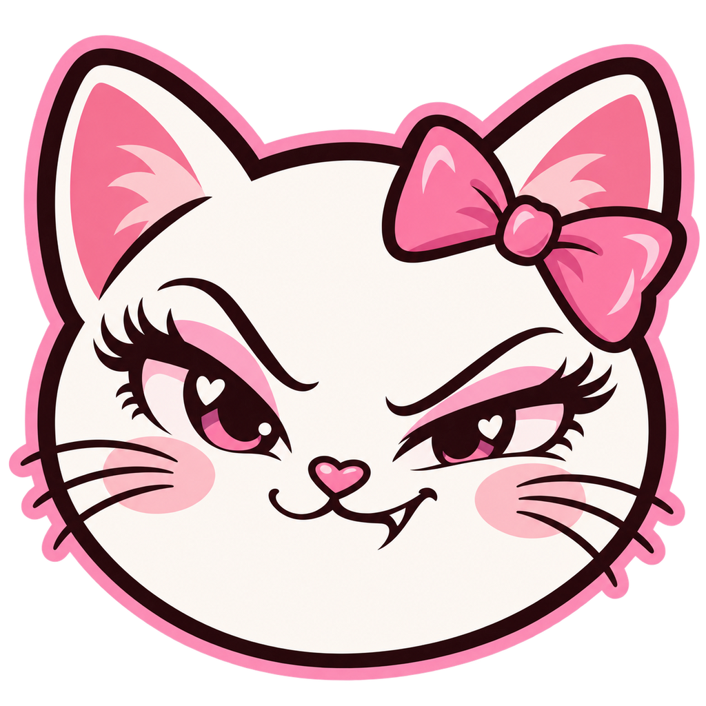 Soso the Cat graphic - white kitty with pink bow